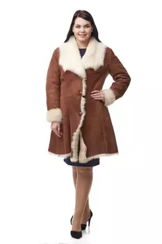 Дубленка женская из натуральной овчины с воротником, отделка тоскана
