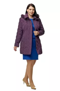 Куртка женская из текстиля с капюшоном, отделка песец