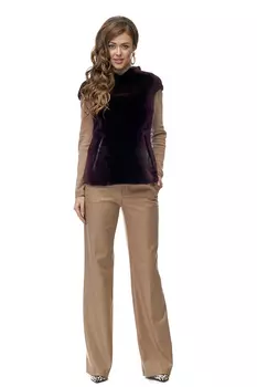 Меховой жилет женский из бобра с воротником