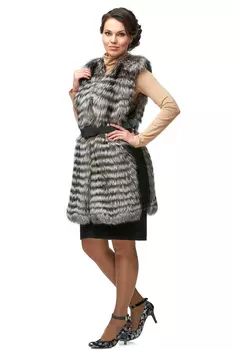 Меховой жилет женский из чернобурки без воротника