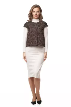 Меховой жилет женский из каракуля без воротника