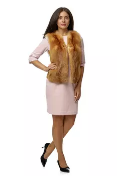 Меховой жилет женский из лисы без воротника