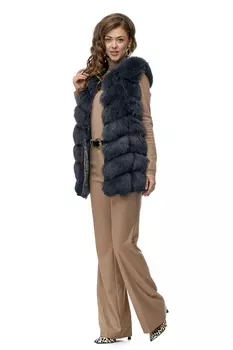 Меховой жилет женский из песца без воротника