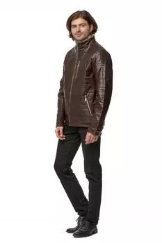 Мужская кожаная куртка из эко-кожи с воротником, отделка искусственный мех