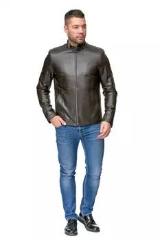 Мужская кожаная куртка из натуральной кожи с воротником