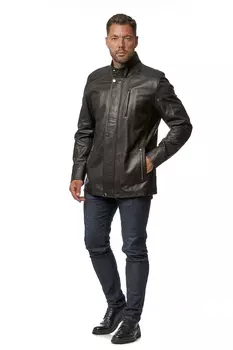 Мужская кожаная куртка из натуральной кожи с воротником
