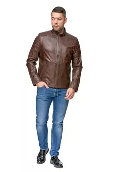Мужская кожаная куртка из натуральной кожи с воротником