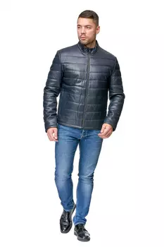 Мужская кожаная куртка из натуральной кожи с воротником