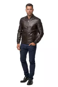 Мужская кожаная куртка из натуральной кожи с воротником