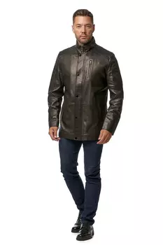 Мужская кожаная куртка из натуральной кожи с воротником