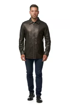 Мужская кожаная куртка из натуральной кожи с воротником