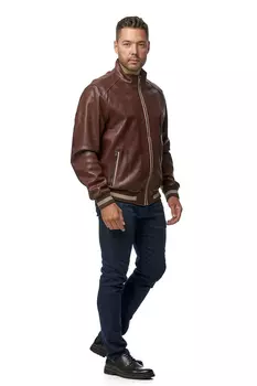 Мужская кожаная куртка из натуральной кожи с воротником