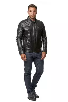 Мужская кожаная куртка из натуральной кожи с воротником