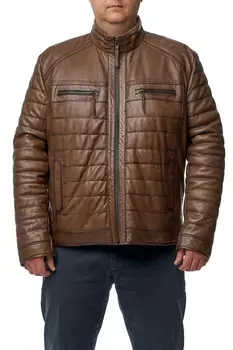 Мужская кожаная куртка из натуральной кожи с воротником