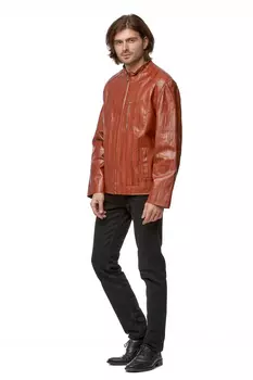 Мужская кожаная куртка из натуральной кожи с воротником