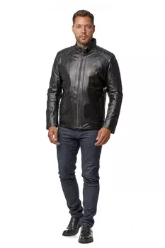 Мужская кожаная куртка из натуральной кожи с воротником