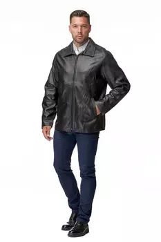 Мужская кожаная куртка из натуральной кожи с воротником