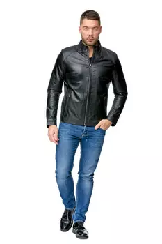 Мужская кожаная куртка из натуральной кожи с воротником