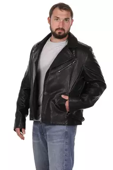 Мужская кожаная куртка из натуральной кожи с воротником