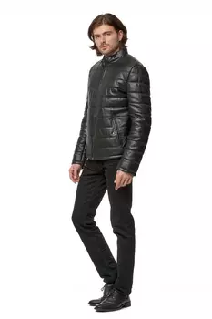 Мужская кожаная куртка из натуральной кожи с воротником