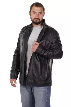 Мужская кожаная куртка из натуральной кожи с воротником