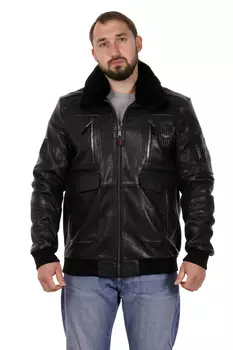 Мужская кожаная куртка из натуральной кожи с воротником