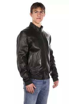 Мужская кожаная куртка из натуральной кожи с воротником