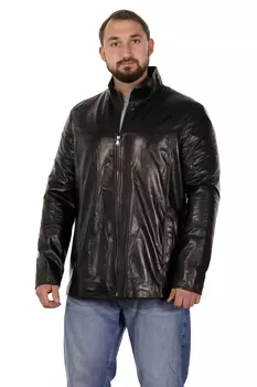 Мужская кожаная куртка из натуральной кожи с воротником