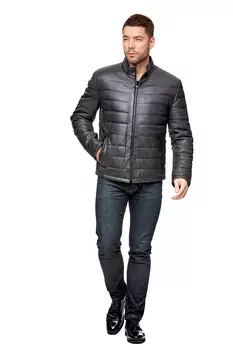 Мужская кожаная куртка из натуральной кожи с воротником