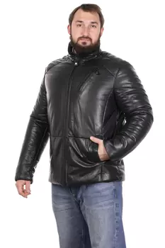 Мужская кожаная куртка из натуральной кожи с воротником