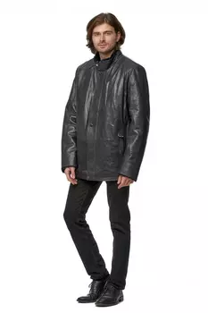 Мужская кожаная куртка из натуральной кожи с воротником, отделка овчина