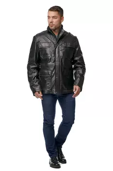 Мужская кожаная куртка из натуральной кожи с воротником, отделка овчина