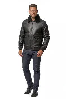 Мужская кожаная куртка из натуральной кожи с воротником, отделка овчина