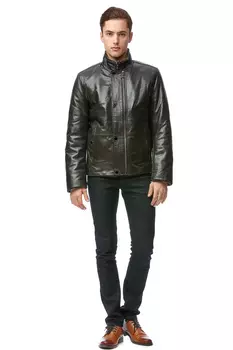Мужская кожаная куртка из натуральной кожи с воротником, отделка овчина