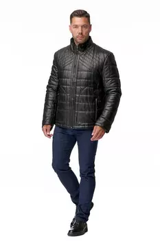 Мужская кожаная куртка из натуральной кожи с воротником, отделка овчина