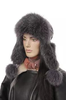 Шапка женская из натуральной кожи с блюфростом