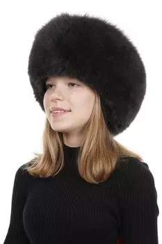 Шапка женская из натуральной кожи с песцом