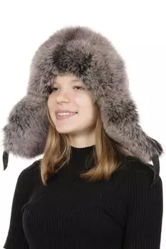 Шапка женская из натуральной кожи с песцом