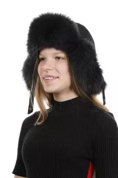 Шапка женская из натуральной кожи с песцом