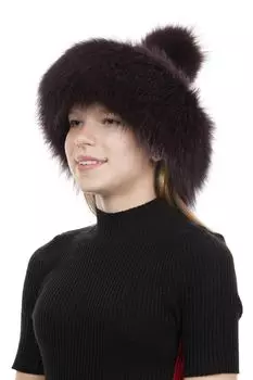 Шапка женская из натуральной кожи с песцом