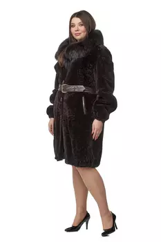 Шуба из астрагана с воротником, отделка песец