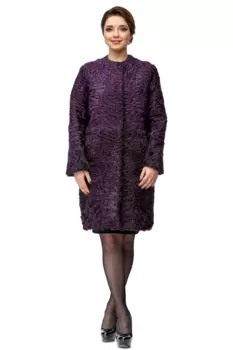 Шуба из каракуля без воротника