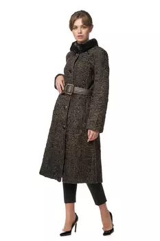 Шуба из каракуля с воротником, отделка норка