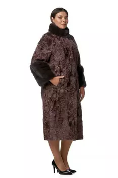 Шуба из каракуля с воротником, отделка норка