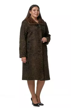 Шуба из каракуля с воротником, отделка норка