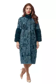 Шуба из каракуля с воротником, отделка норка