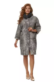 Шуба из каракуля с воротником, отделка норка