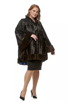 Шуба из каракуля с воротником, отделка норка