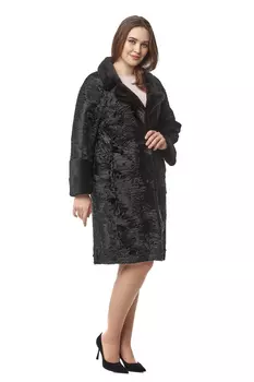 Шуба из каракуля с воротником, отделка норка