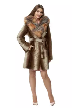 Шуба из кролика с капюшоном, отделка блюфрост